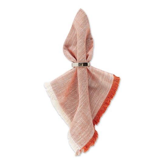 DII® Burnt Orange Tonal Fringe Cloth Dinner Napkins, 6ct.
